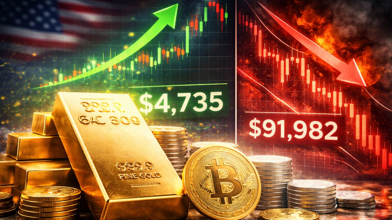 Złoto bije ATH, Bitcoin spada poniżej 92 000$. Rynek ucieka w bezpieczne aktywa?