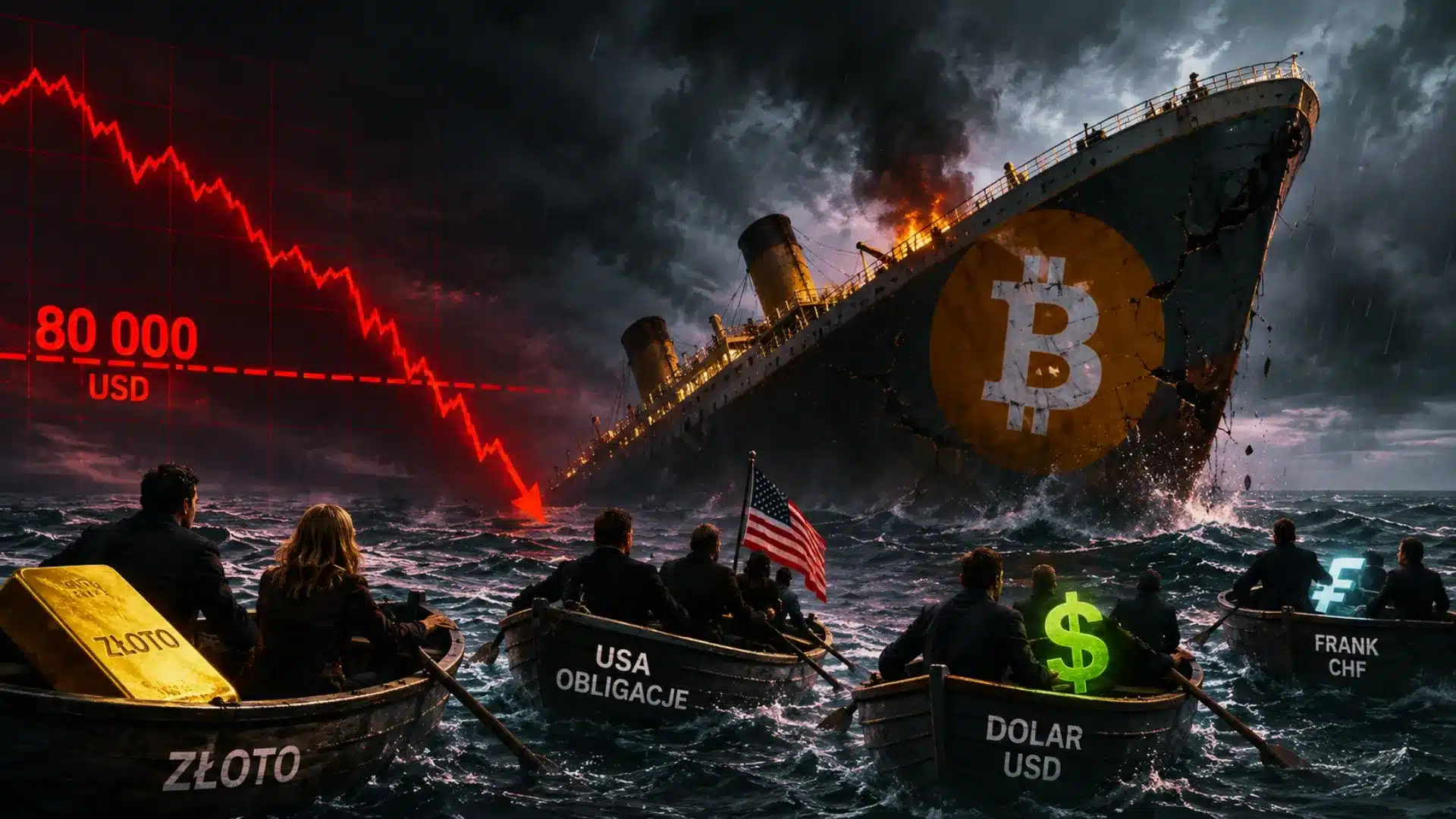 Bitcoin spadł poniżej 80 tys. USD. Największy spadek posiadaczy od 2 lat. Czy cena BTC to przetrwa?