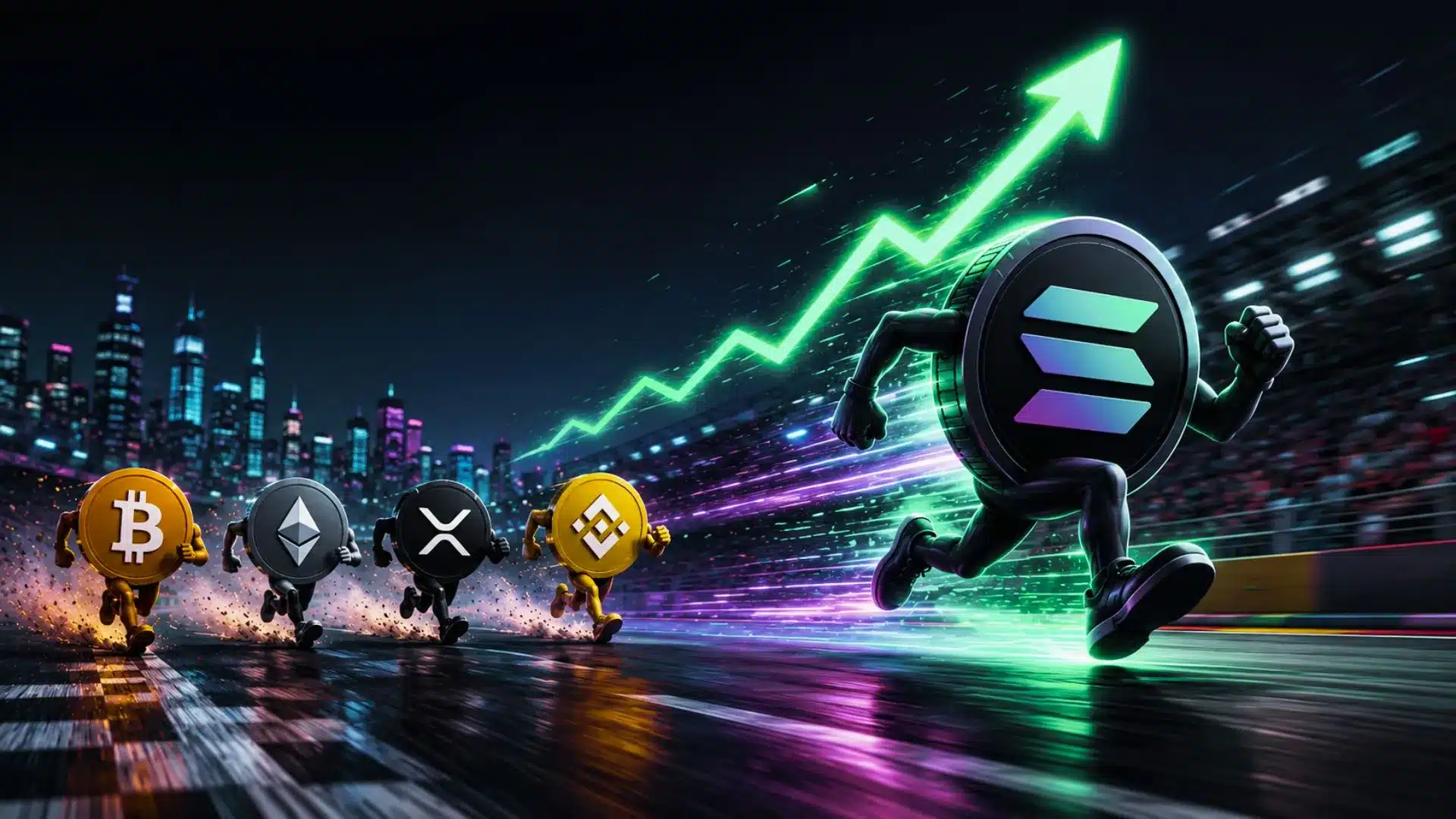 Pod tym względem Solana zdeklasowała konkurencję. Bitcoin, Ethereum, XRP i BNB w tyle