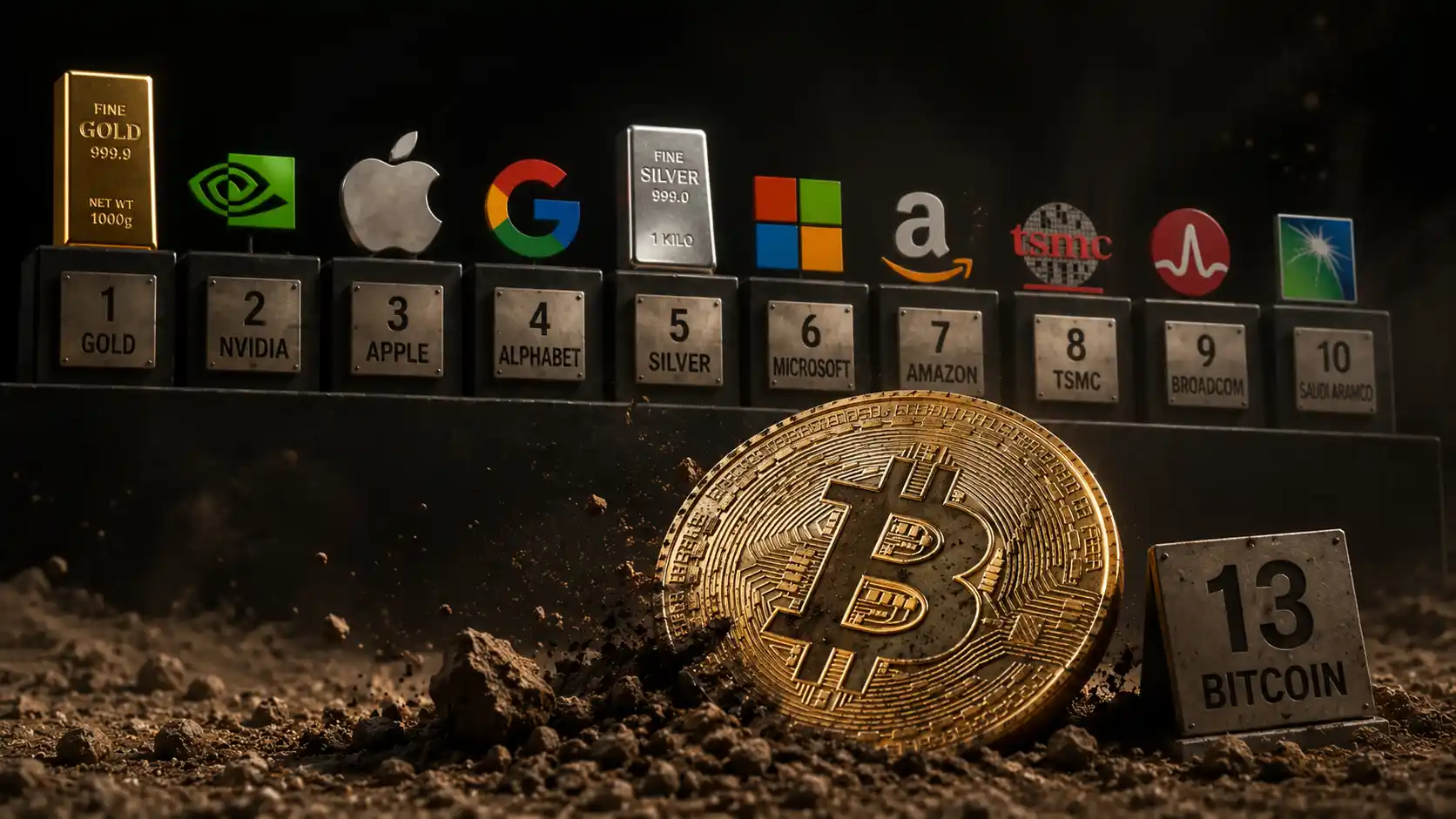 Król krypto spadł w otchłań. Bitcoin poza TOP 10 największych aktywów świata