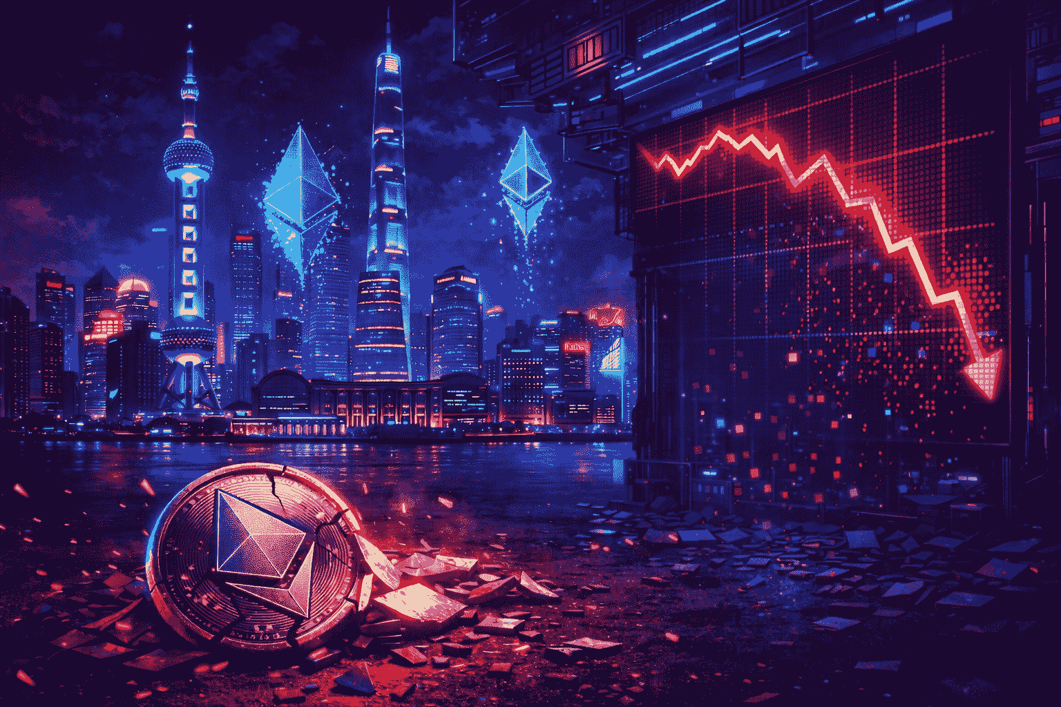 Ethereum i Bitcoin pod kreską. Rynek spodziewa się dalszych spadków