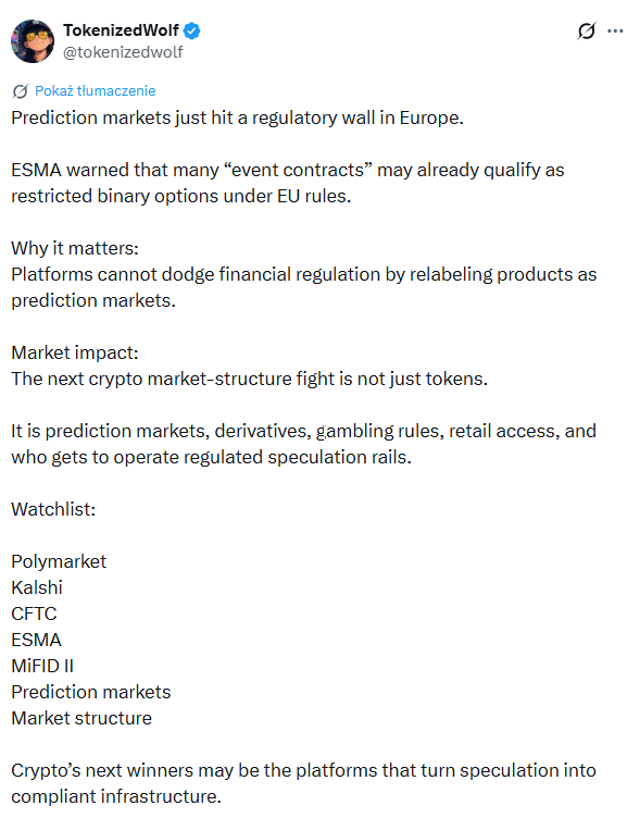 UE chce przykręcić śrubę rynkom predykcyjnym. Polymarket może mieć problem