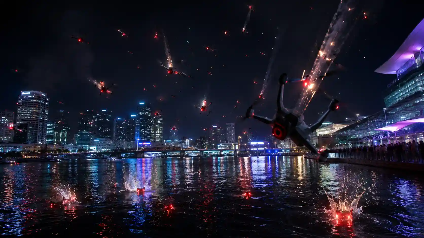Na Sydney spadły drony. Spektakularna katastrofa podczas pokazu (WIDEO)