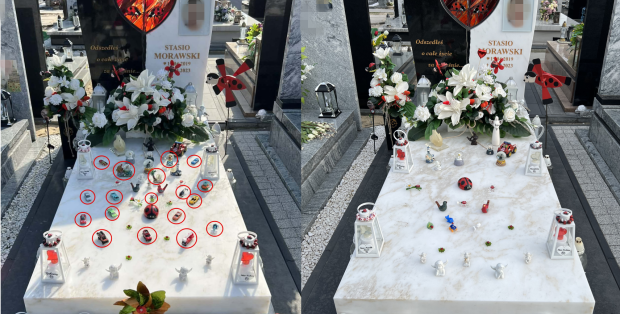 Bulwersująca kradzież na cmentarzu w Radomiu. Ktoś ograbia grób dziecka