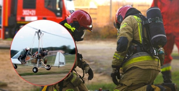 Wypadek wiatrakowca pod Warszawą. Stanął w ogniu
