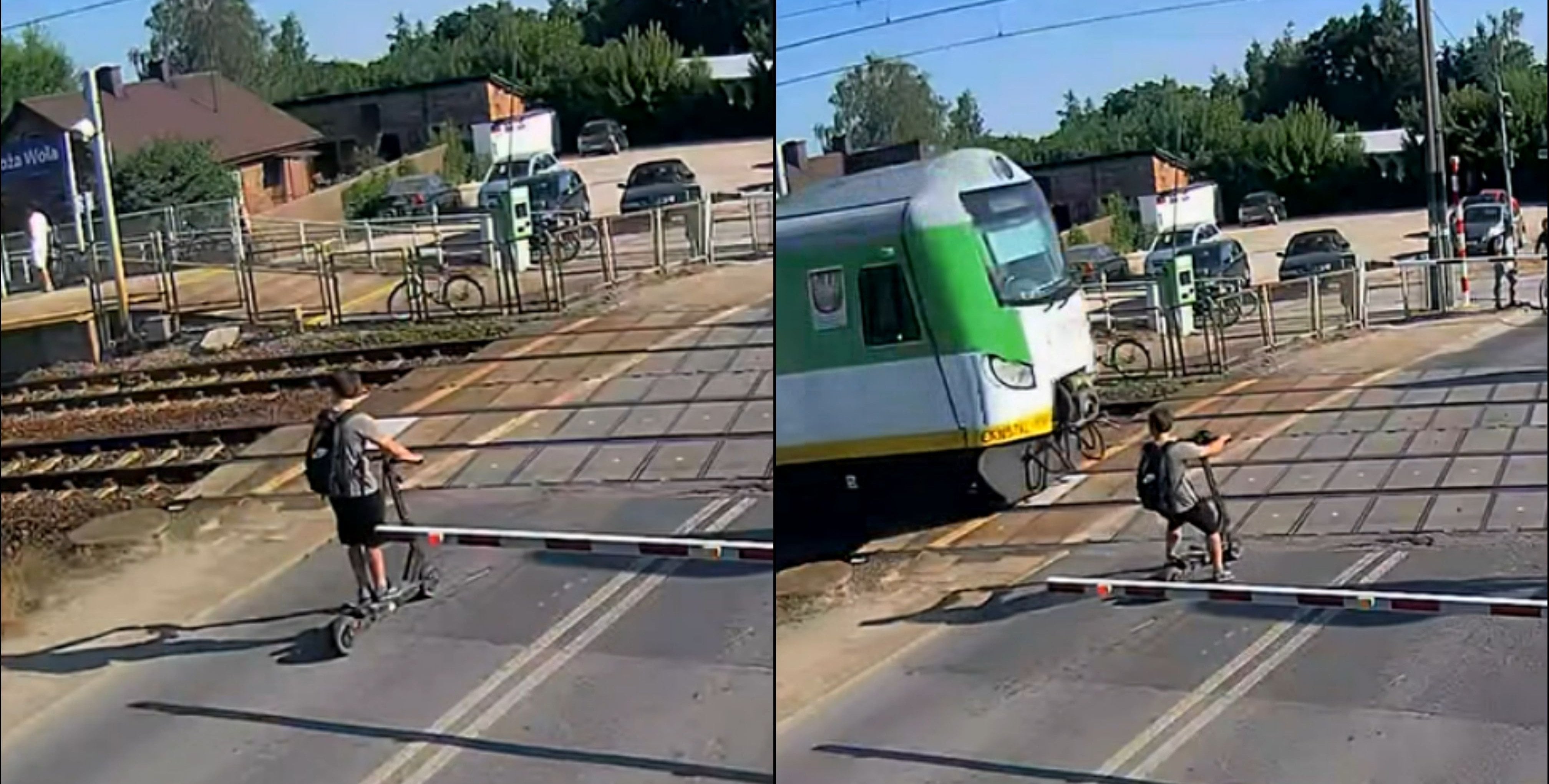 Zamknięte rogatki i sekundy od tragedii. PKP PLK pokazały nagranie