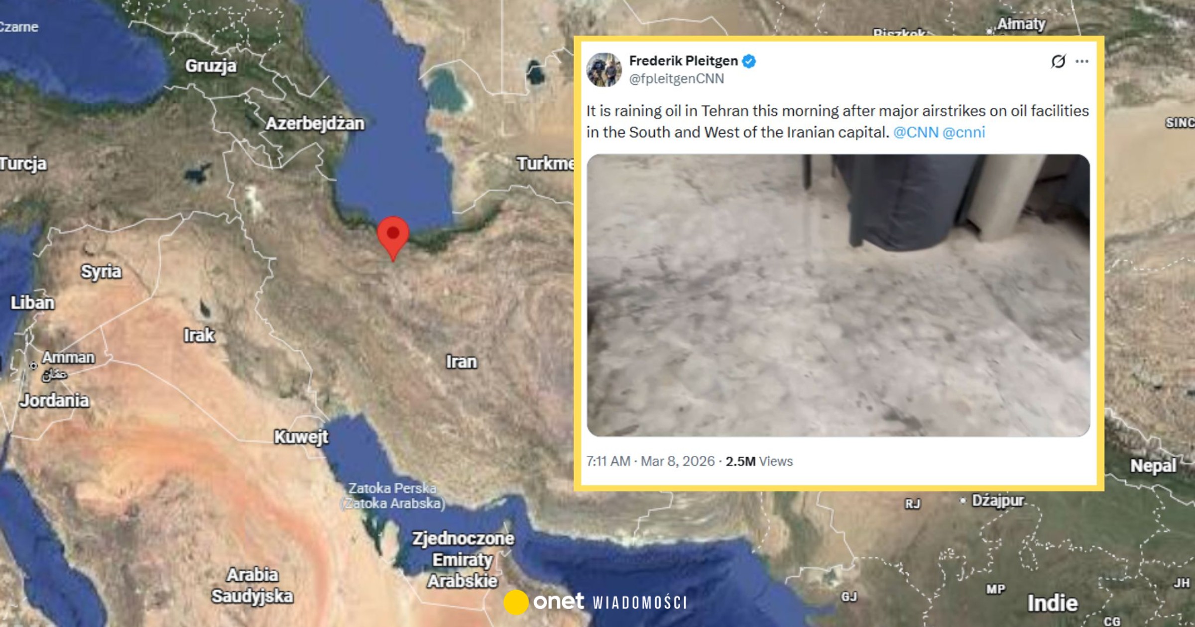 Czarny deszcz nad Teheranem. „Wydaje się nasycony ropą”