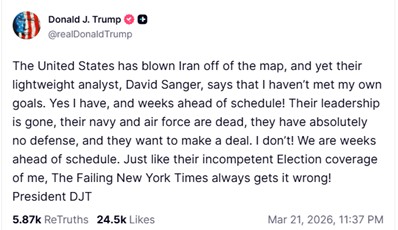 Donald Trump odpowiada na krytykę. „Stany Zjednoczone zmiotły Iran z mapy”