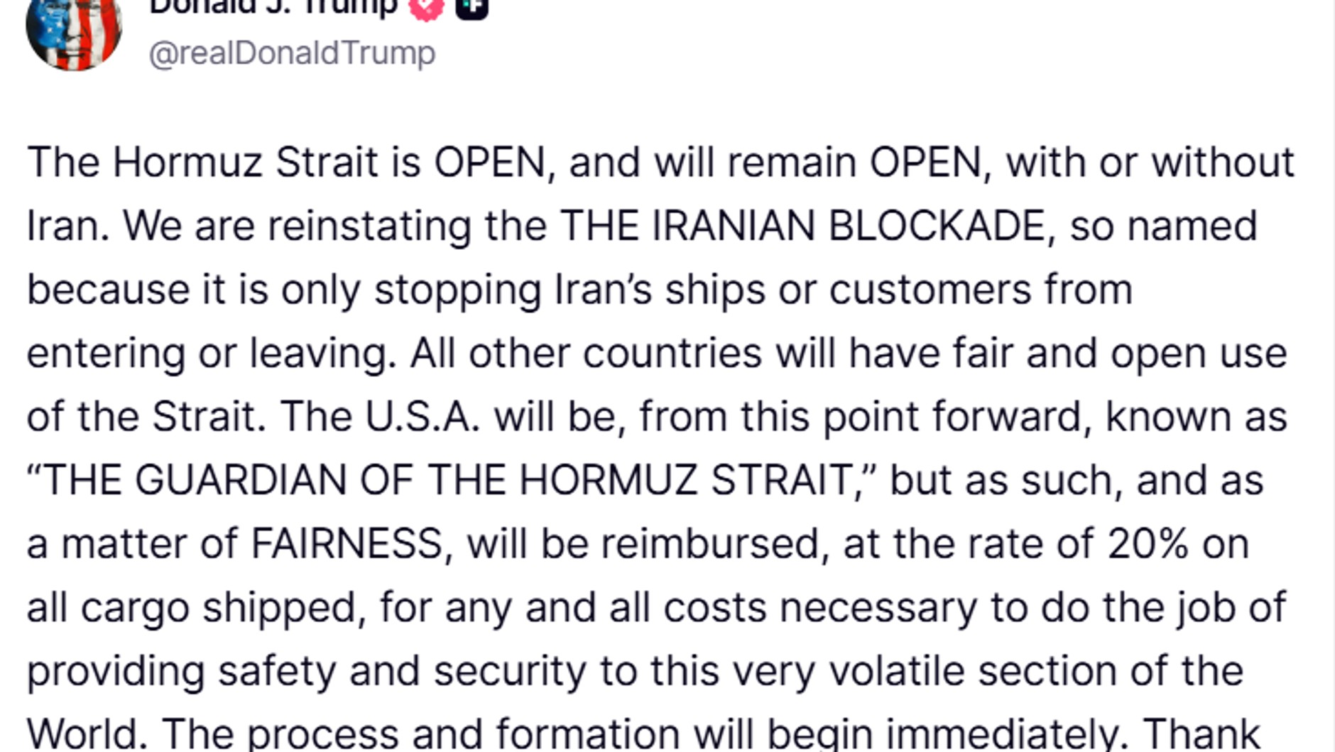 Donald Trump announces changes in the Strait of Hormuz. The “blockade of Iran” returns