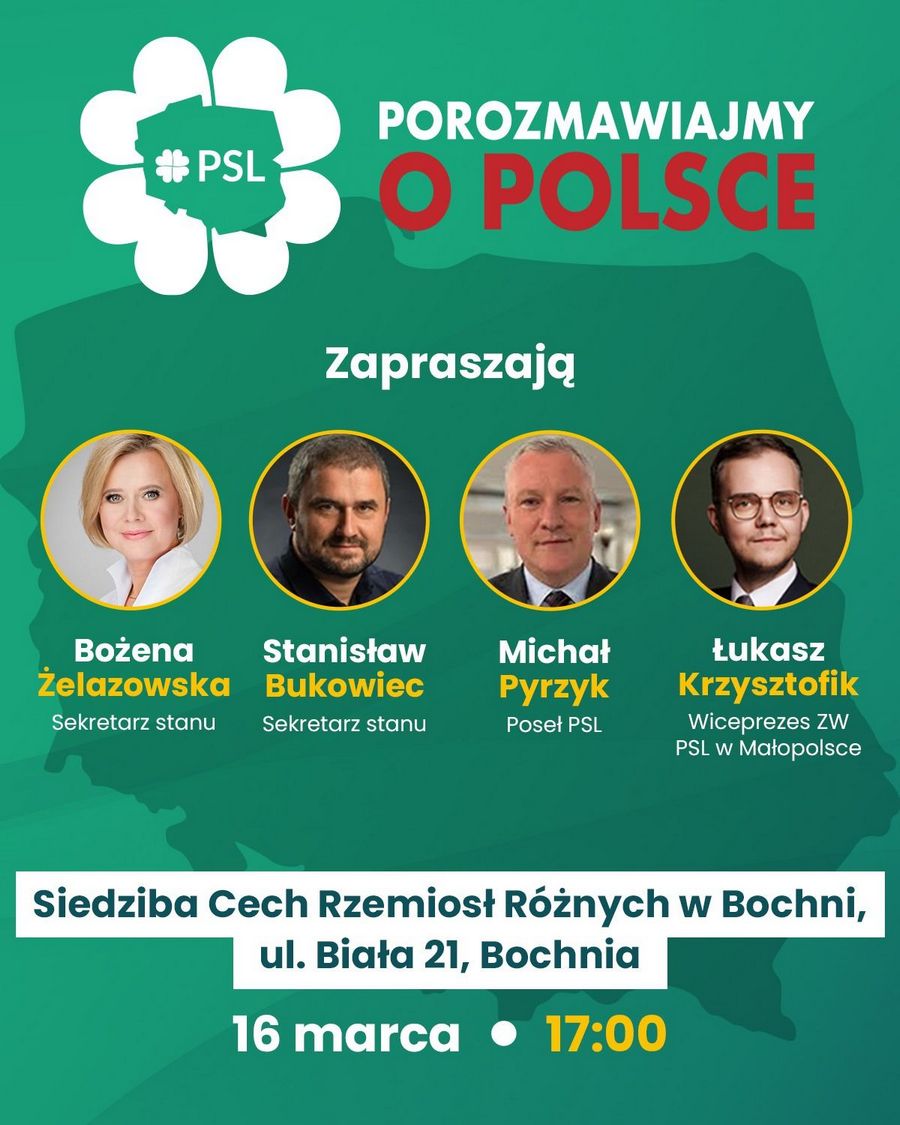 Dziś spotkanie PSL w Bochni. „Porozmawiajmy o Polsce”