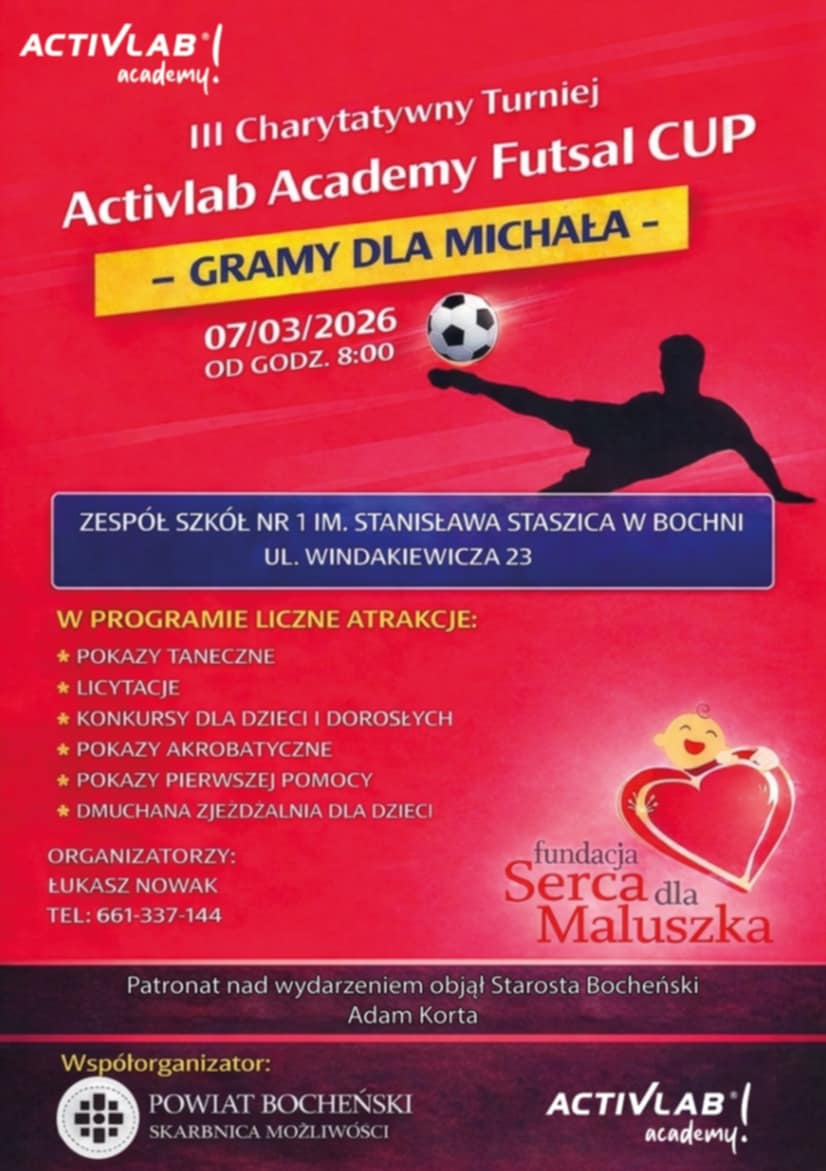 Gramy dla Michała! W Bochni odbędzie się charytatywny turniej futsalowy
