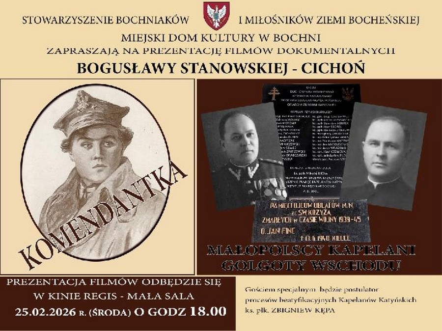 Bochnia. W środę prezentacja filmów „Komendantka” i „Małopolscy kapelani Golgoty Wschodu”