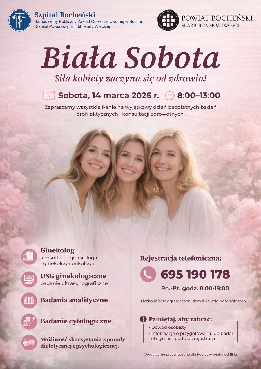 „Biała Sobota” w bocheńskim szpitalu. Bezpłatne badania i konsultacje dla kobiet