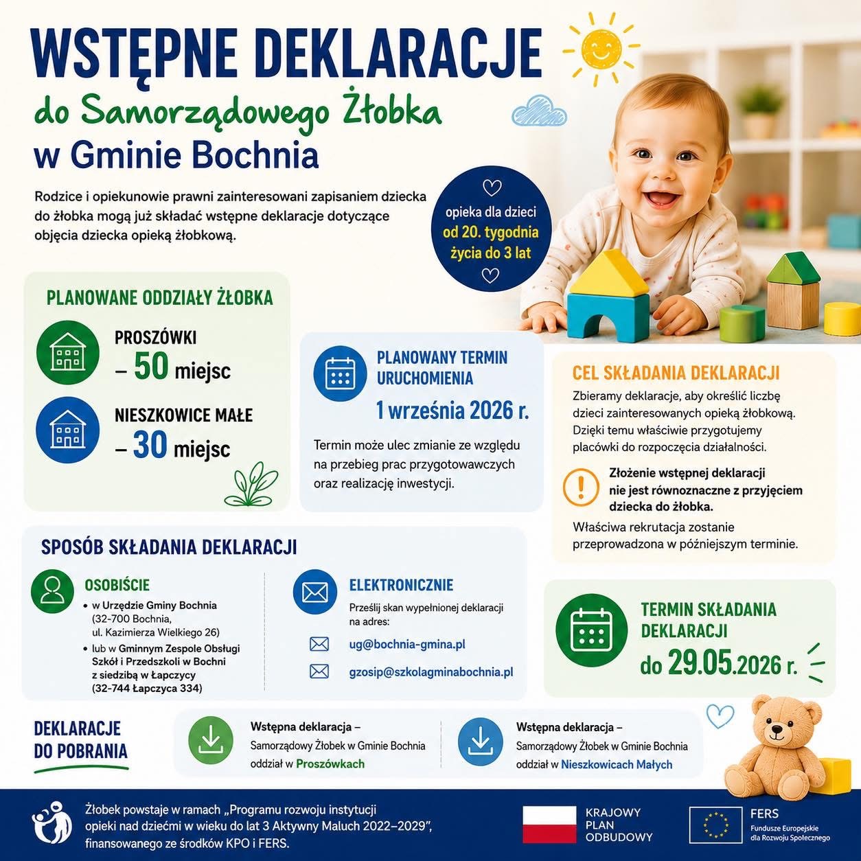 🔸 Informacja w sprawie naboru do żłobka w Nieszkowiach Małych i Proszówkach
