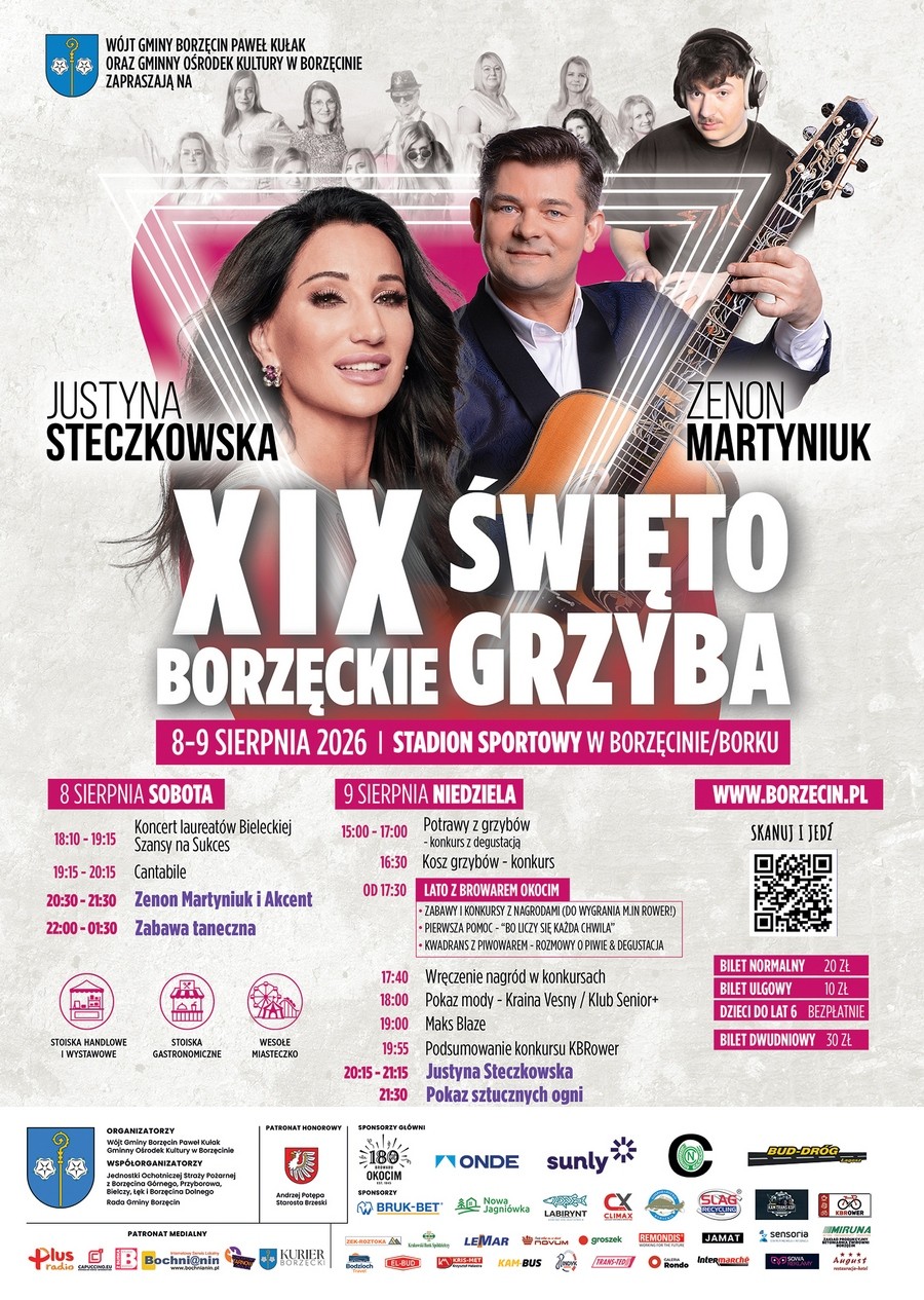 XIX Borzęckie Święto Grzyba. Steczkowska i Martyniuk gwiazdami imprezy – PROGRAM
