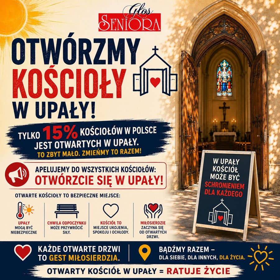 Apel do parafii: otwórzmy kościoły podczas upałów. To może pomóc seniorom