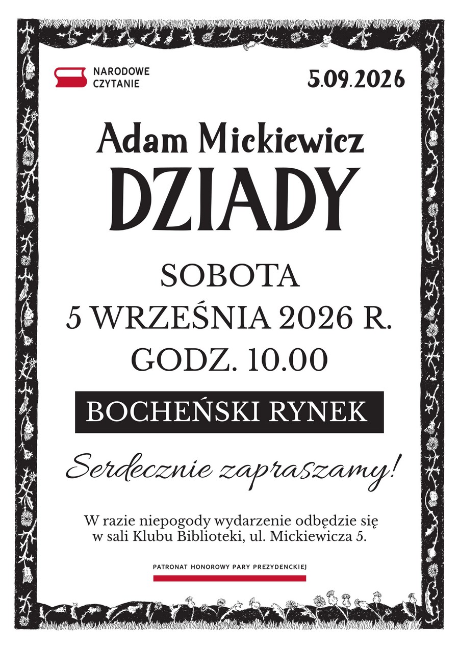 Narodowe Czytanie 2026 w Bochni. „Dziady” Adama Mickiewicza na bocheńskim Rynku