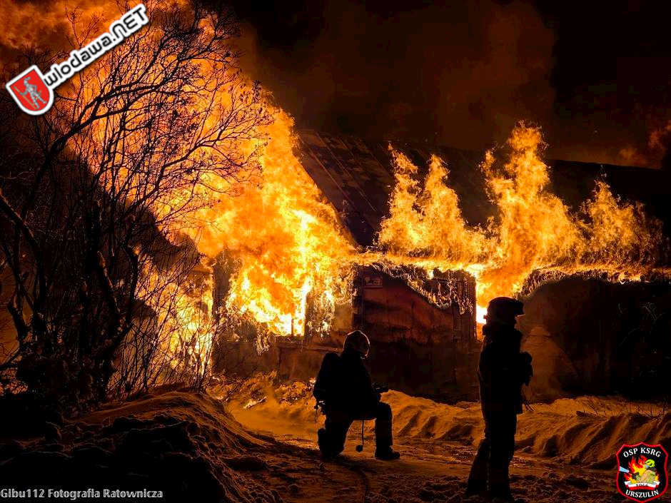 112: Seria groźnych pożarów w powiecie włodawskim. Płonęły domy i hala, nocne alarmy postawił strażaków na nogi