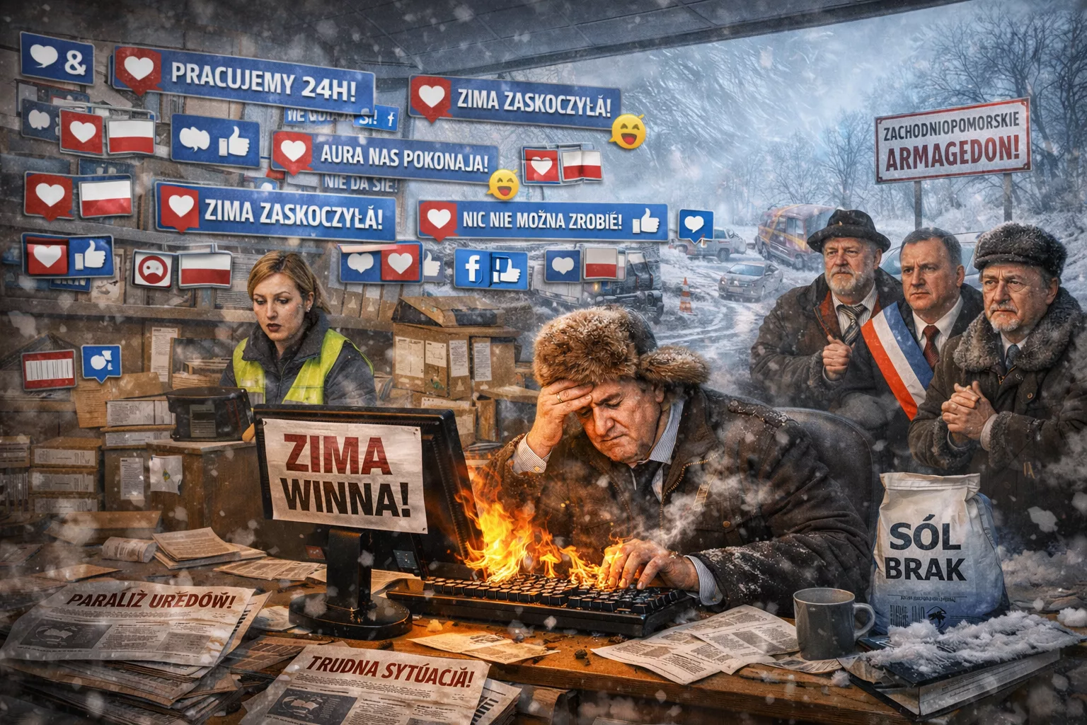 Urzędnicy mają pełne ręce roboty – Tłumaczą społeczeństwu iż wszytko ok – Zima jak zima