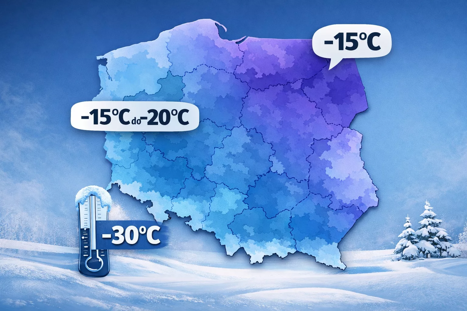 Silny mróz w województwie zachodnioporskim. IMGW ostrzega 5 powiatów przed spadkiem temperatury do minus 15 stopni