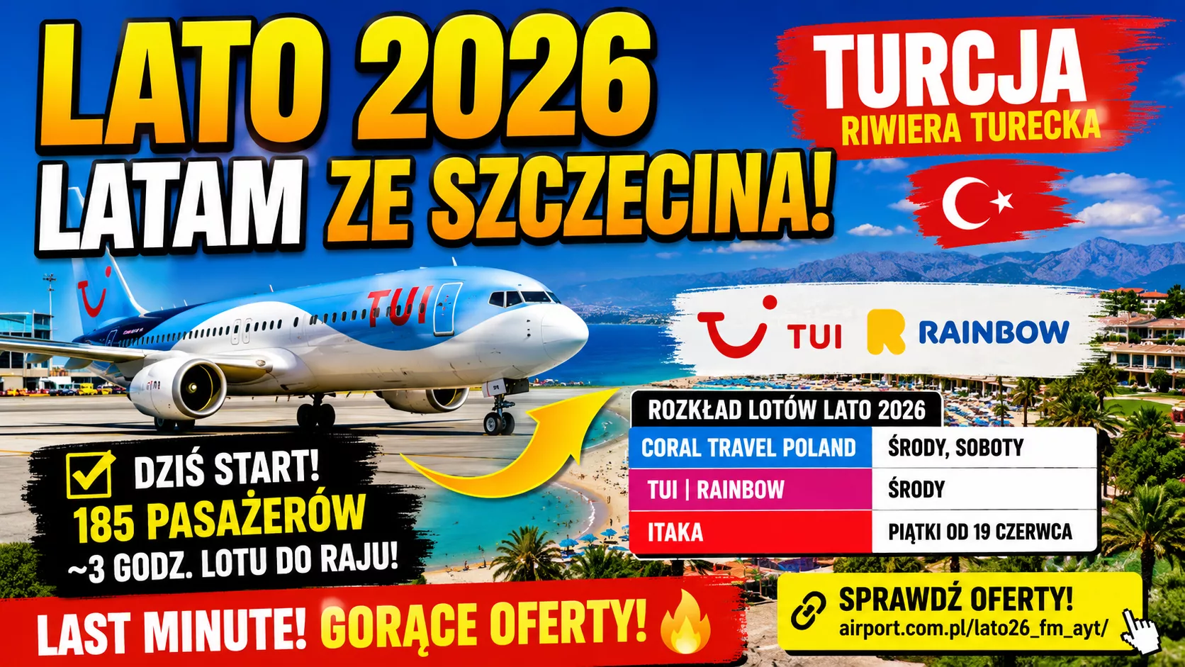 Szczecin pokochał Turcję. Wystartował sezon lotów czarterowych na Riwierę Turecką