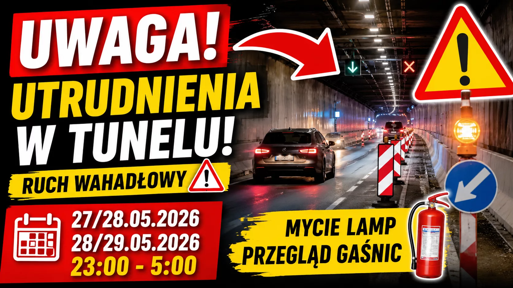 UWAGA – Nocne utrudnienia w tunelu w Świnoujściu.