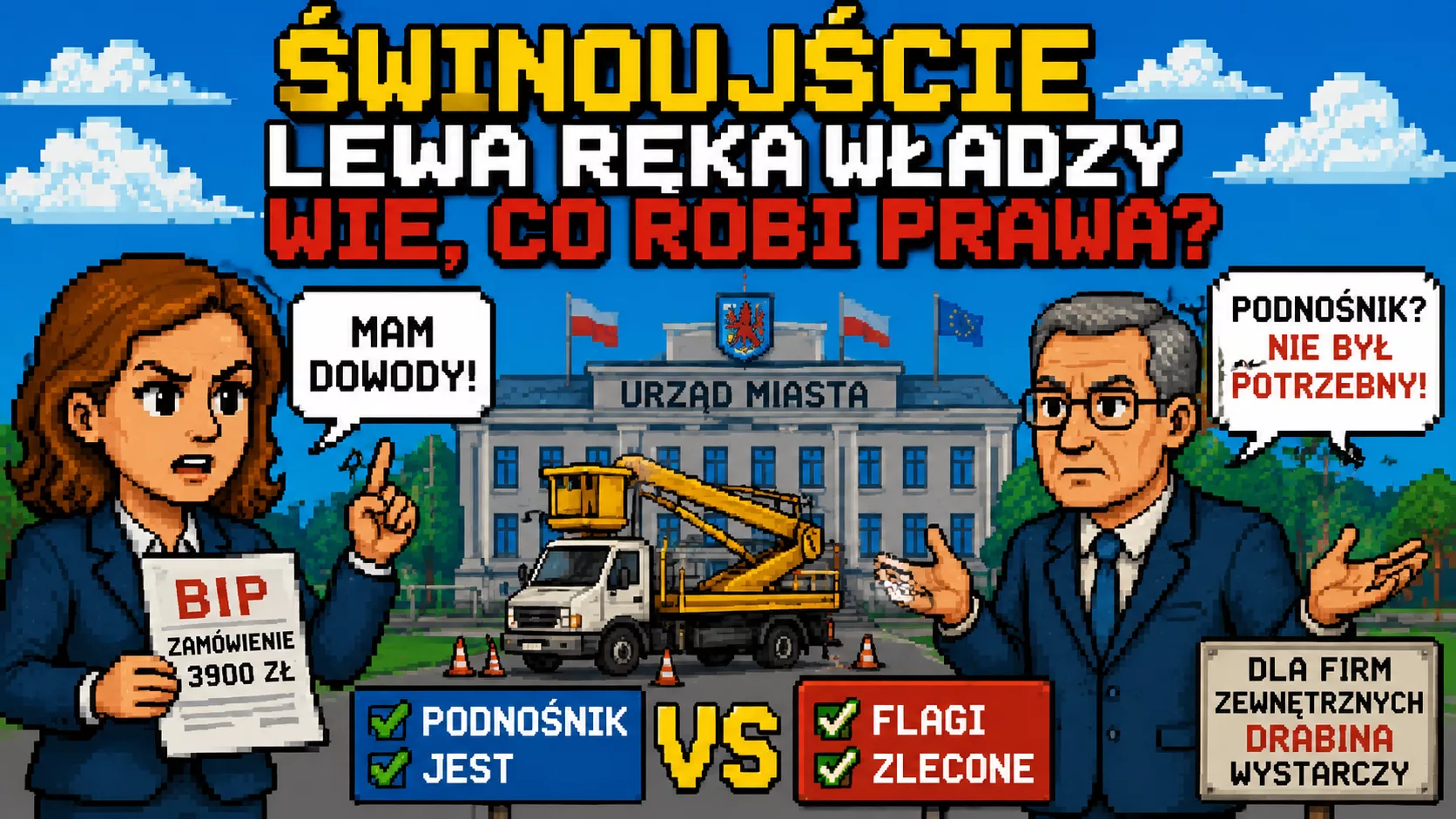 Czy Świnoujście samo sobie przeczy? Radna kontra wiceprezydent o miejskim podnośniku i rozwieszaniu flag