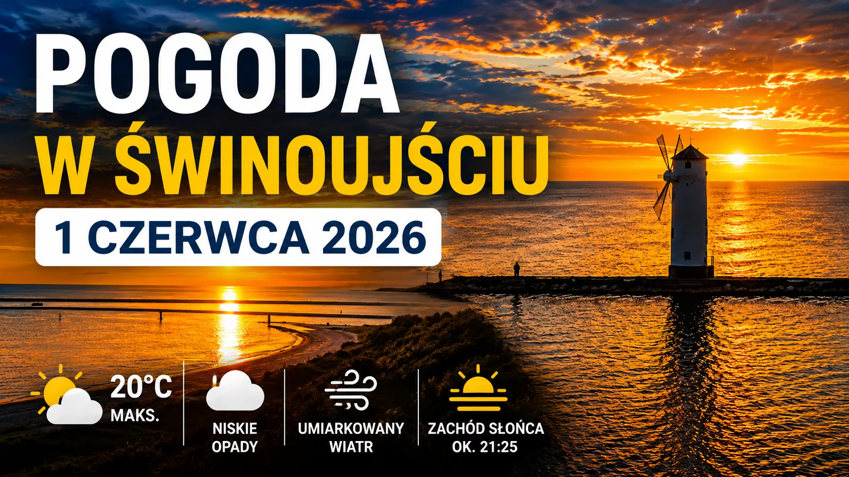 Pogoda w Świnoujściu na 1 czerwca 2026. Ciepły początek czerwca nad Bałtykiem