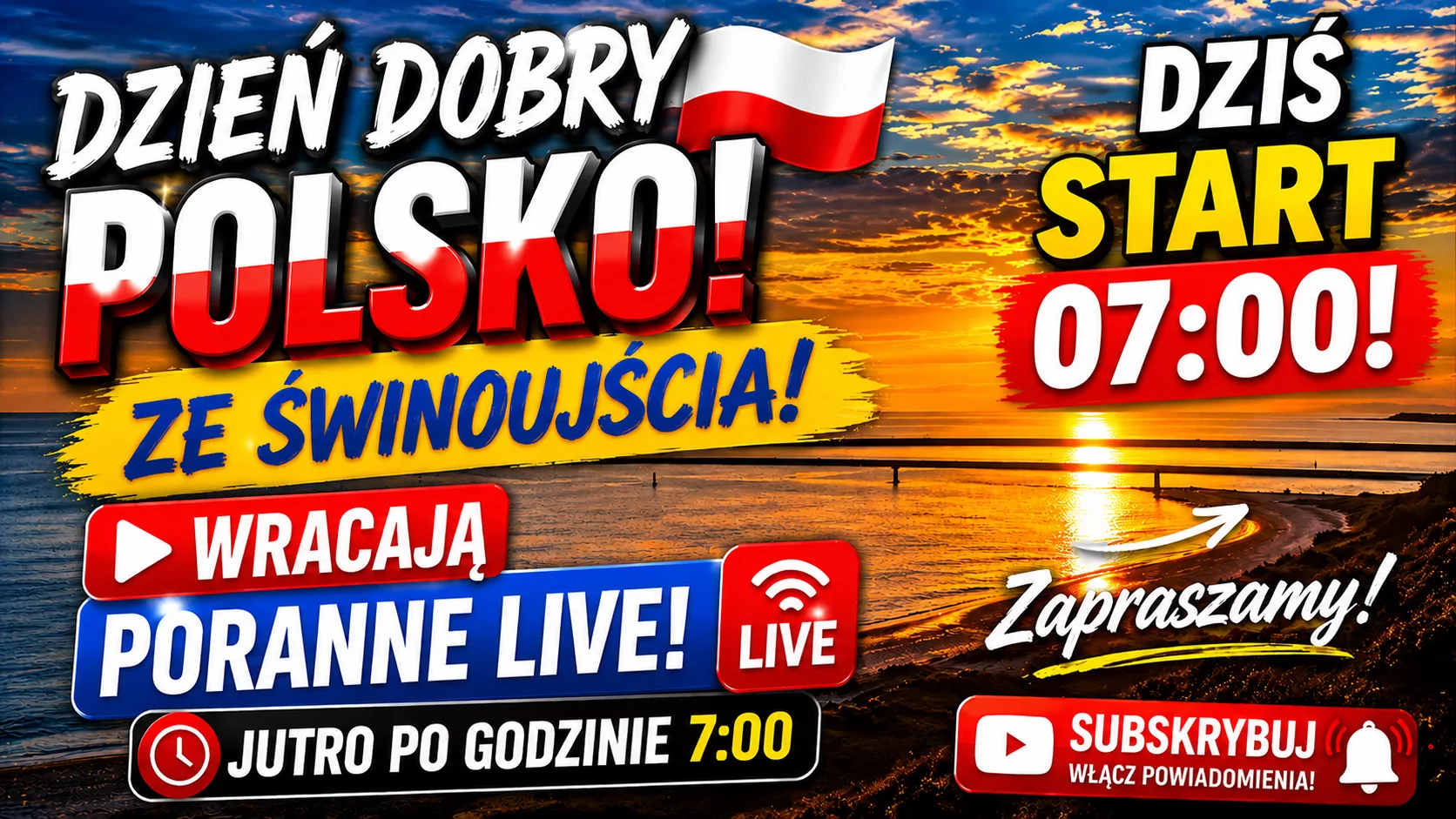 Startujemy już dziś! Po godzinie 7:00 Świnoujście na żywo. Zobacz poranek nad Bałtykiem