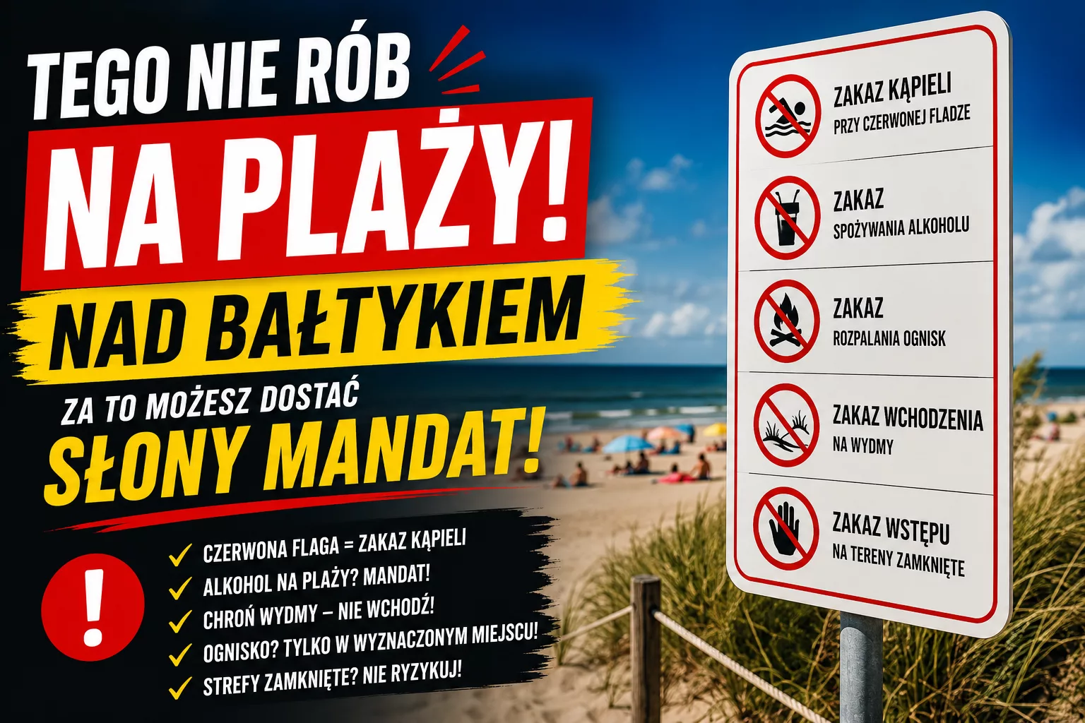 Szok na polskich plażach! Za te rzeczy możesz dostać mandat. Tysiące turystów nie ma o tym pojęcia