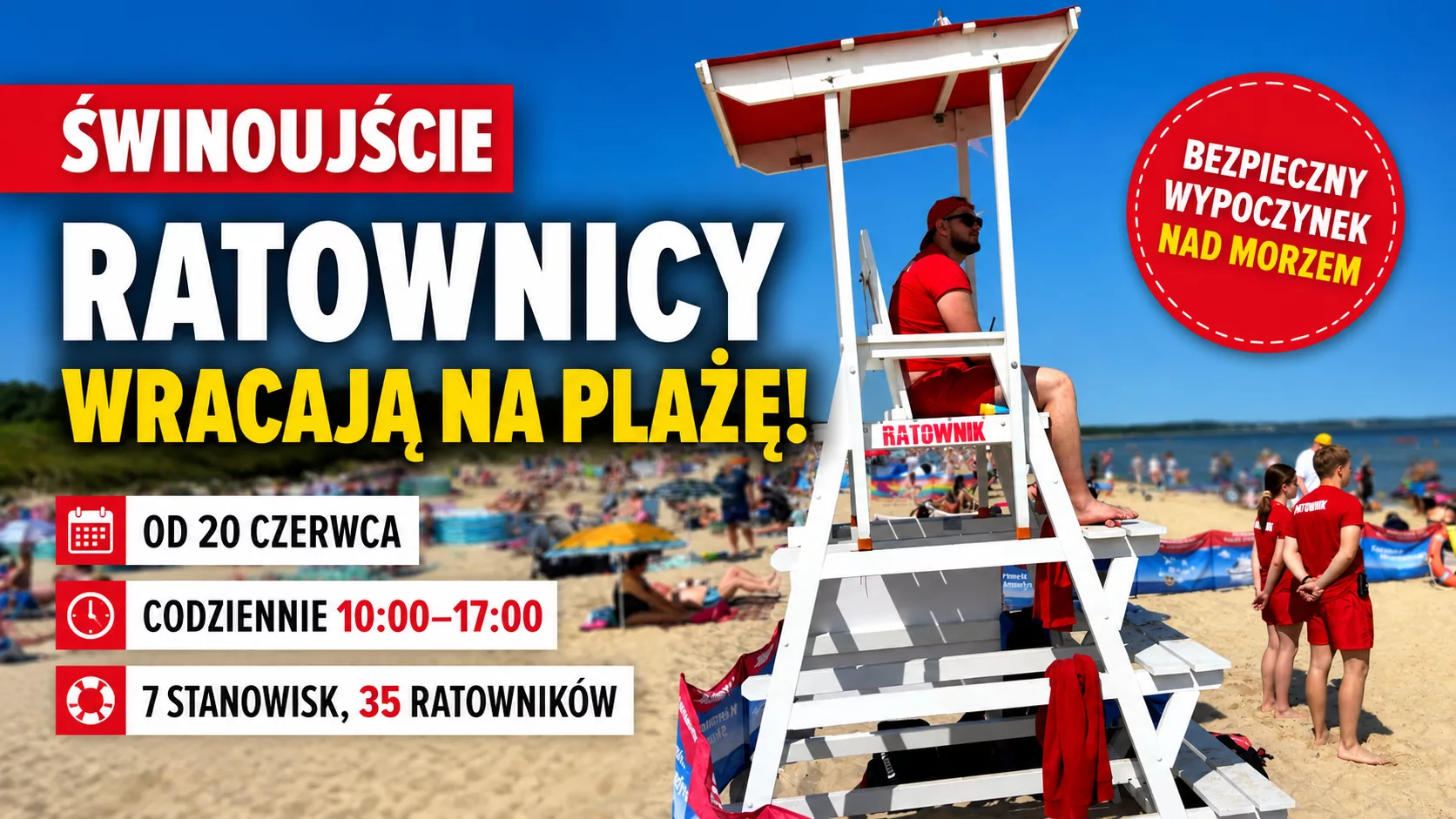Ratownicy wracają na plażę w Świnoujściu. Od 20 czerwca rozpoczynają służbę