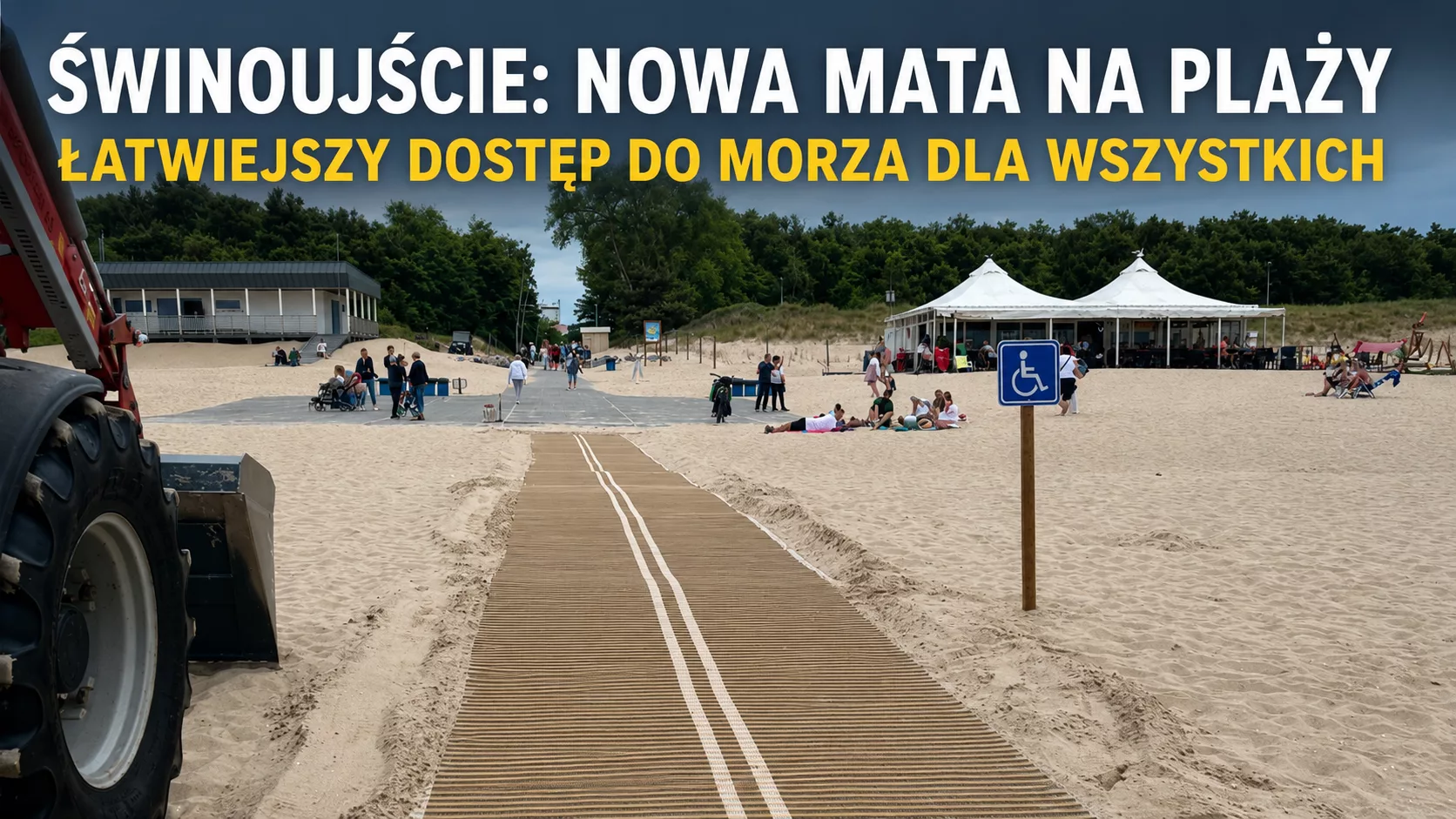 Nowa mata na plaży w Świnoujściu. Łatwiejszy dostęp do morza dla osób z niepełnosprawnościami i rodzin z dziećmi