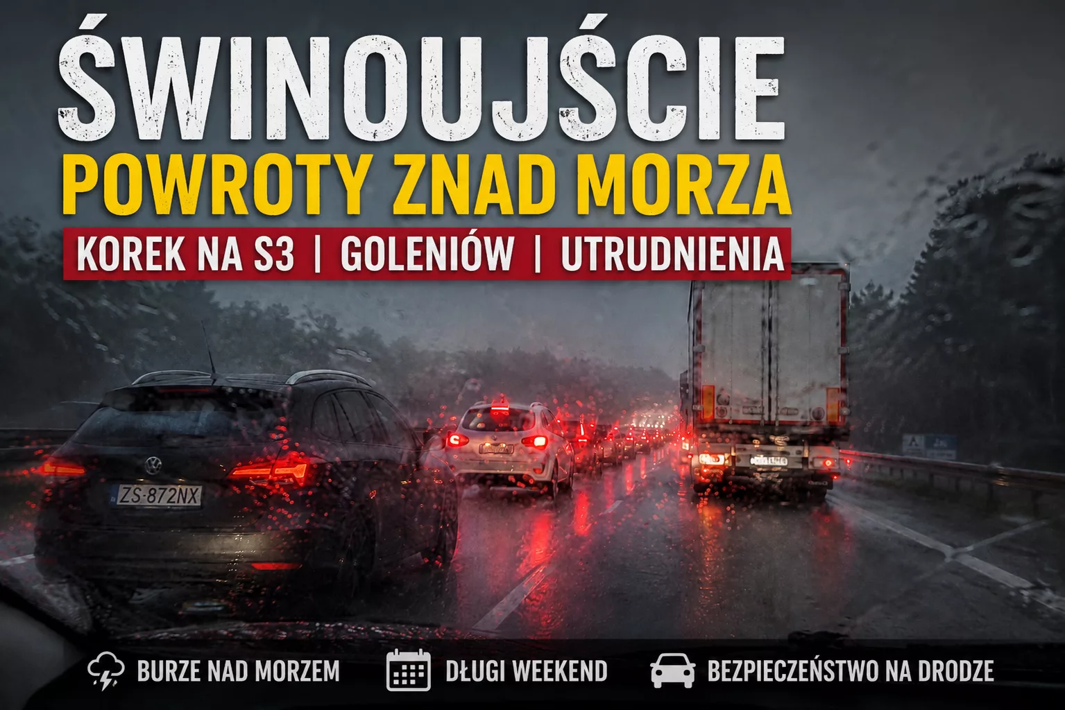 Powroty znad morza już trwają. Na S3 tworzą się korki. Kierowcy muszą zachować szczególną ostrożność