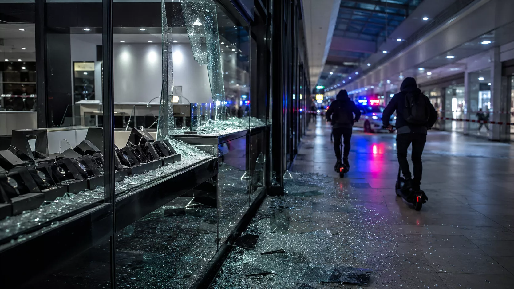 Zuchwały skok na jubilera w Świnoujściu. Zamaskowani sprawcy uciekli na hulajnogach