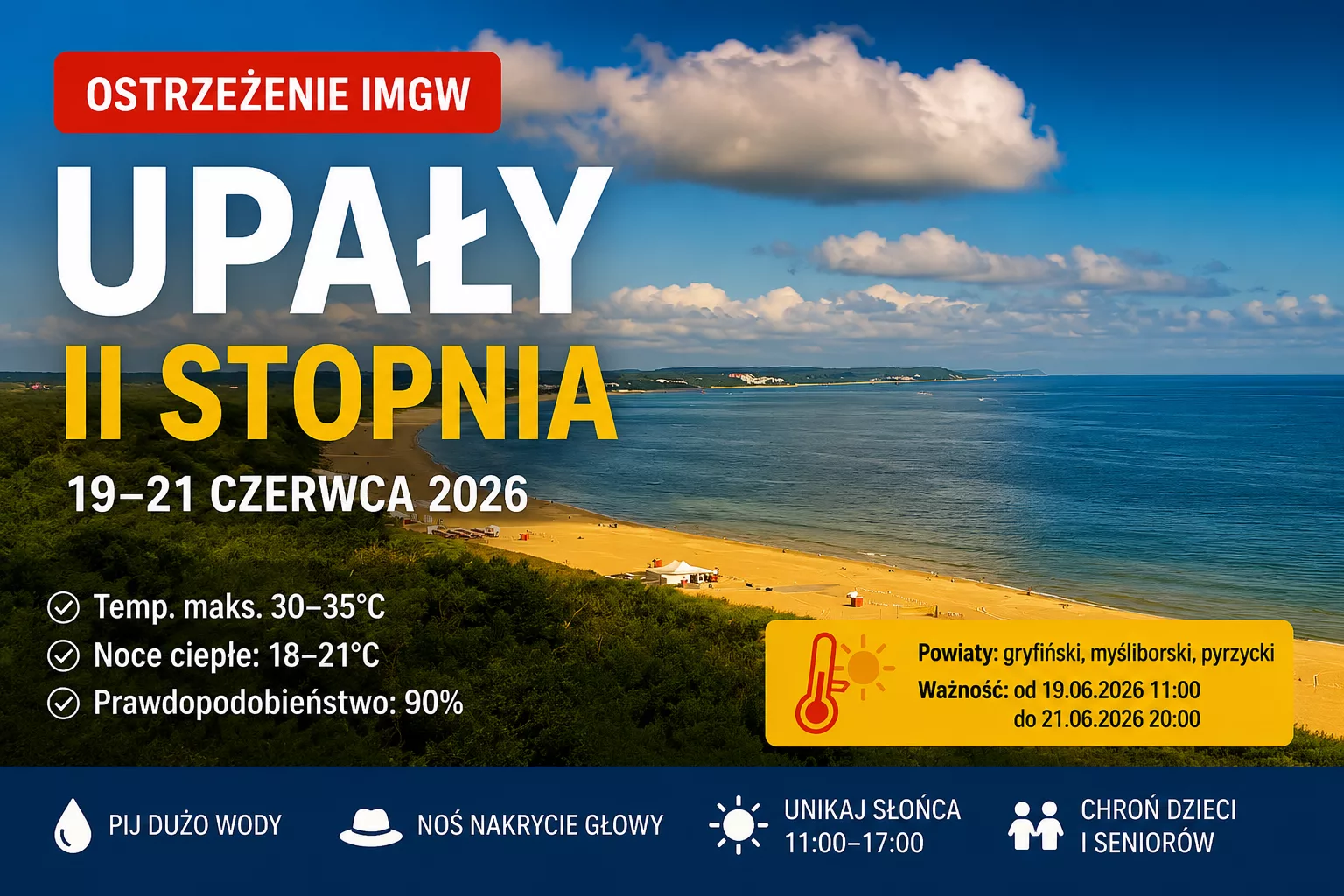 Uwaga! Nadchodzą upały. IMGW wydał ostrzeżenie II stopnia – zachodniopomorskie