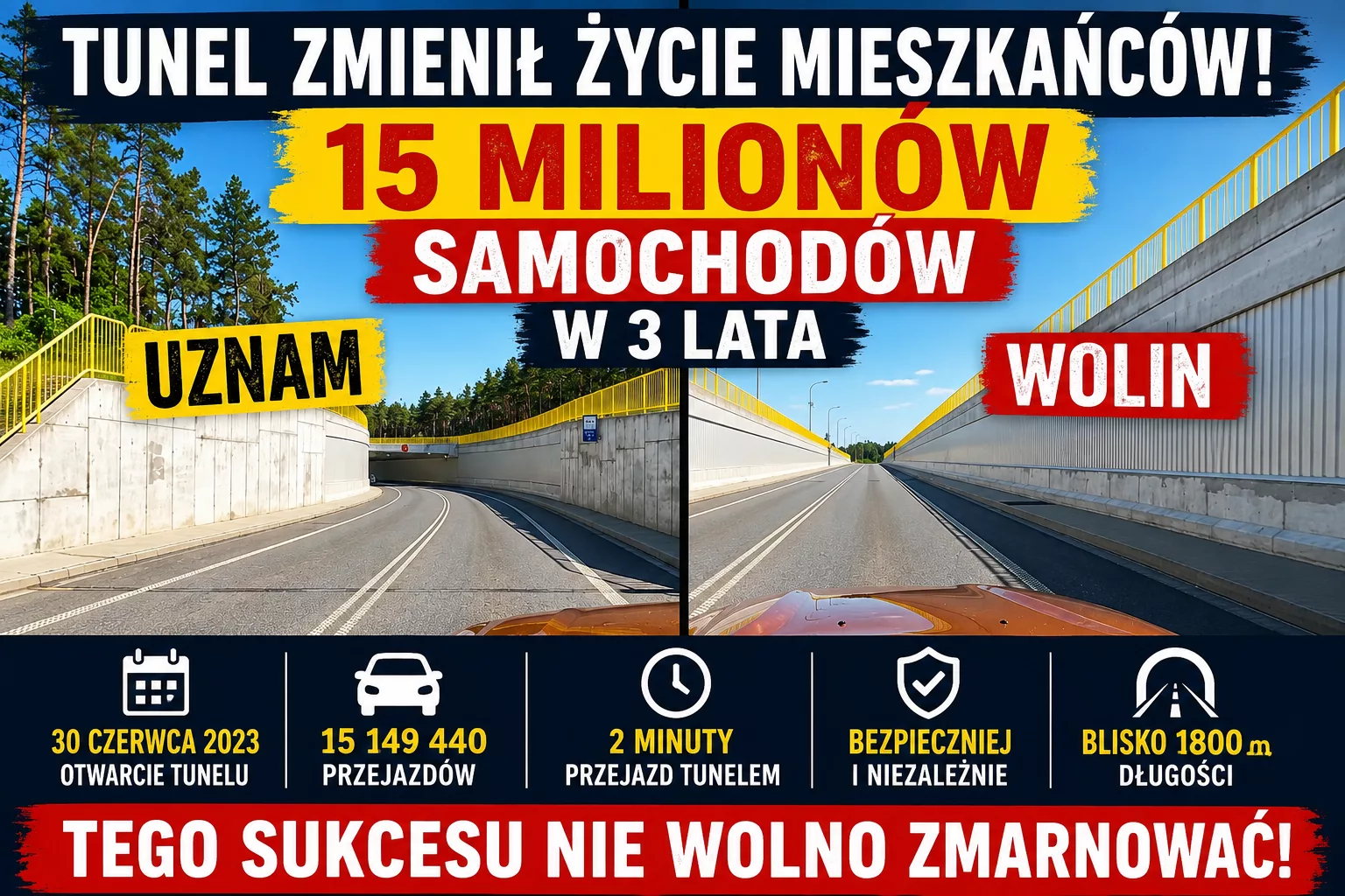 Trzy lata tunelu pod Świną. Ponad piętnaście milionów przejazdów. Tego sukcesu nie wolno zmarnować