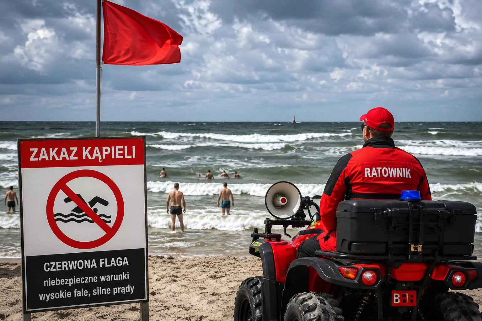 Czerwona flaga w Świnoujściu. Turyści ignorują zakaz kąpieli. Ratownicy apelują o rozsądek