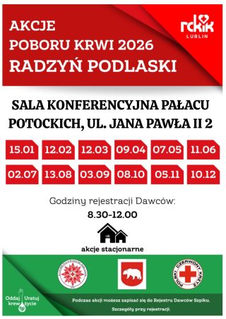 Nowy harmonogram akcji krwiodawstwa w Radzyniu Podlaskim. Pierwsza zbiórka już 15 stycznia