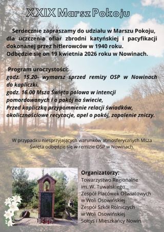 Marsz Pokoju 2026 - Pamięć, która łączy pokolenia