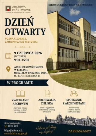 Zajrzyj za kulisy historii. Dzień Otwarty w radzyńskim archiwum