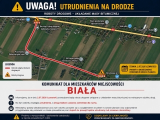 Uwaga kierowcy i mieszkańcy! Czasowe zamknięcie drogi w miejscowości Biała