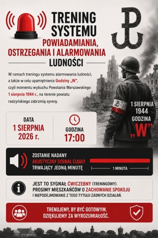 1 sierpnia o godzinie 17.00 zawyją syreny w powiecie radzyńskim. To element ćwiczeń i hołd dla Powstańców Warszawskich