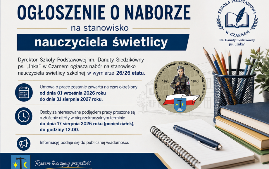 OGŁOSZENIE O NABORZE na stanowisko nauczyciela świetlicy