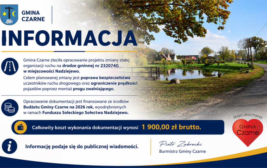 Opracowanie projektu zmiany stałej organizacji ruchu w Nadziejewie