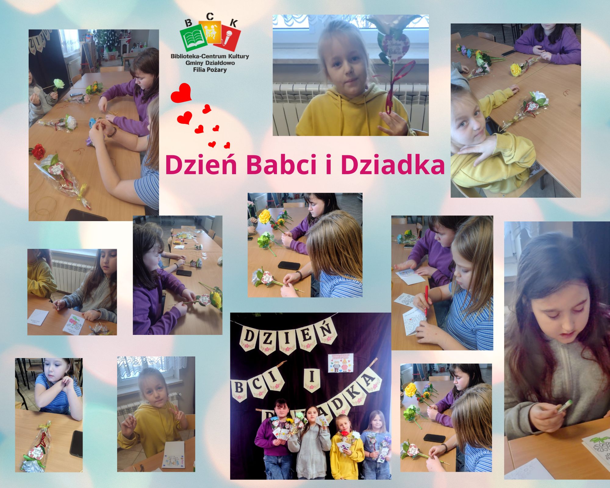 Warsztaty twórcze z okazji Dnia Babci i Dziadka w świetlicy BCK Pożary.