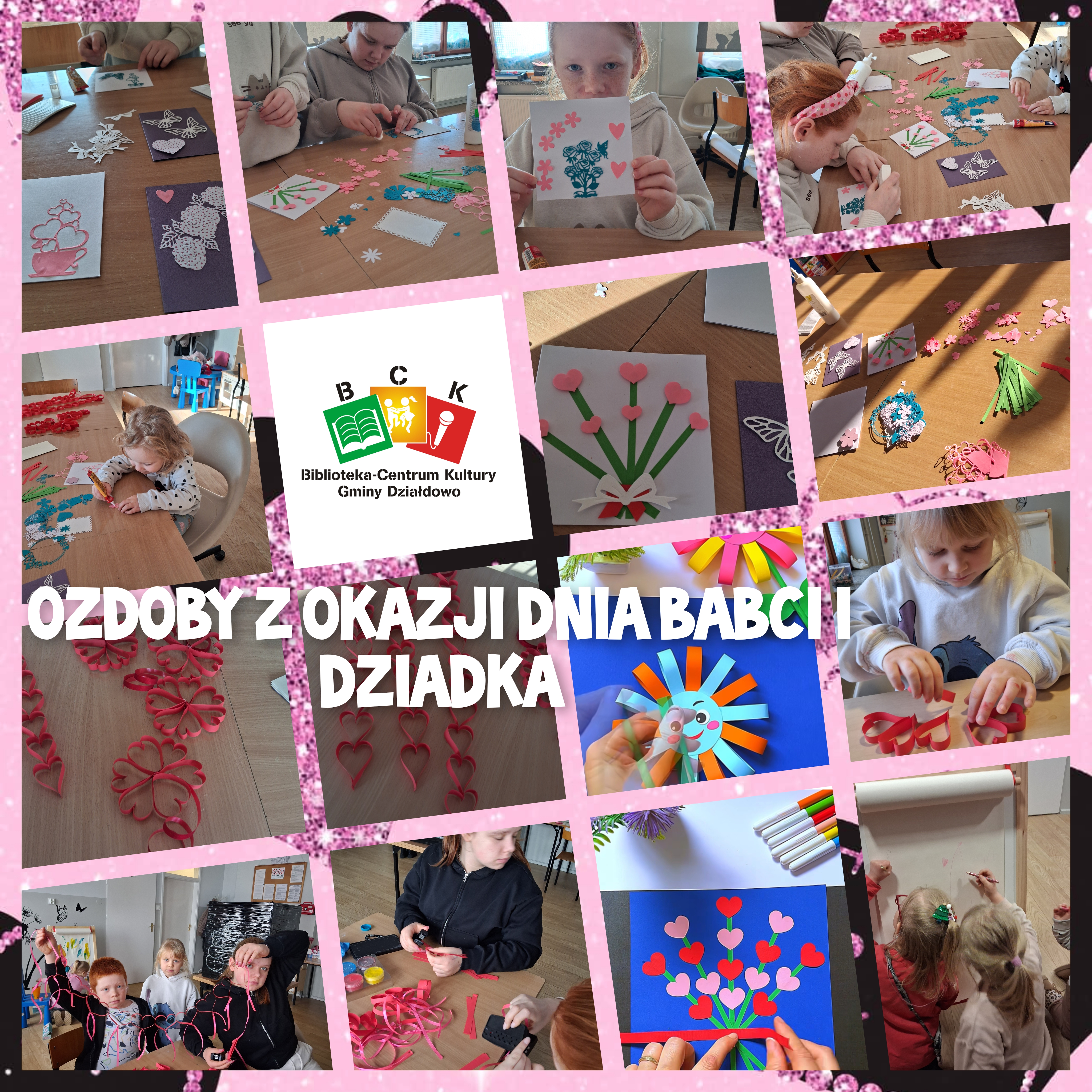 Dzień Babci i Dziadka – warsztaty plastyczne w świetlicy w Grzybinach