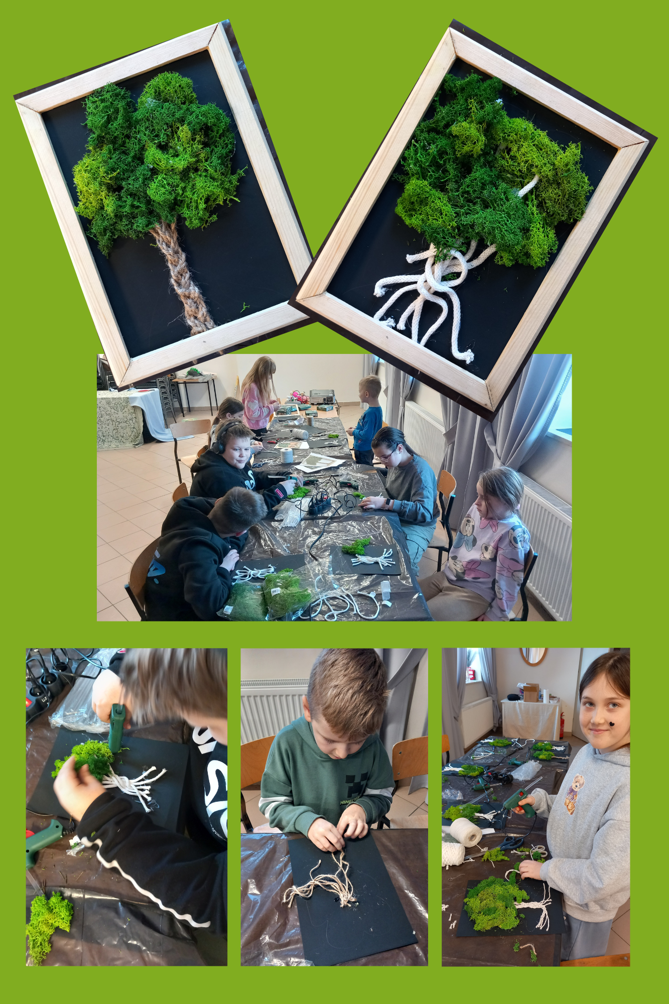 Ferie z warsztatami w Uzdowie. Drzewo z mchu dekoracyjnego.