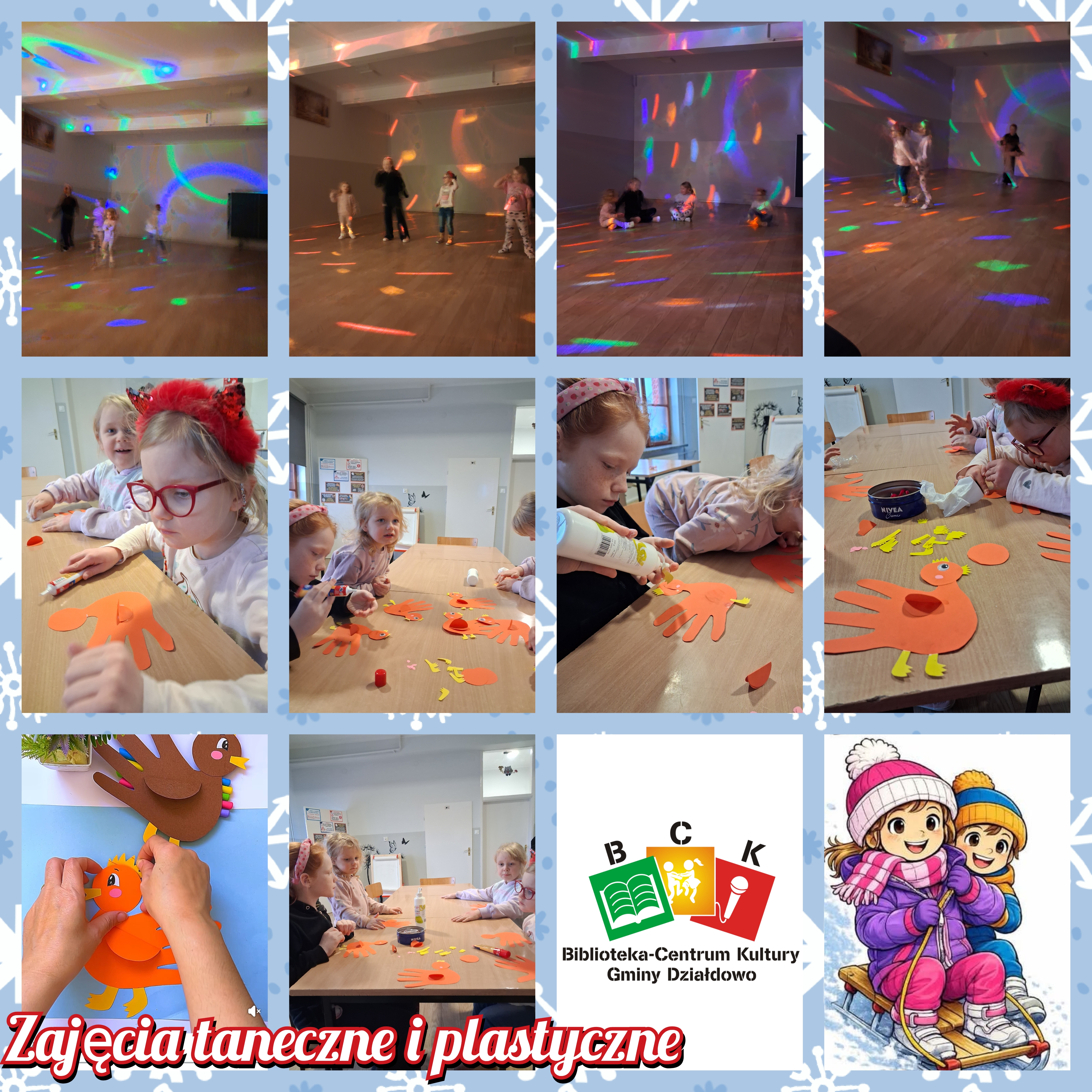 Zajęcia taneczne i plastyczne w świetlicy w Grzybinach