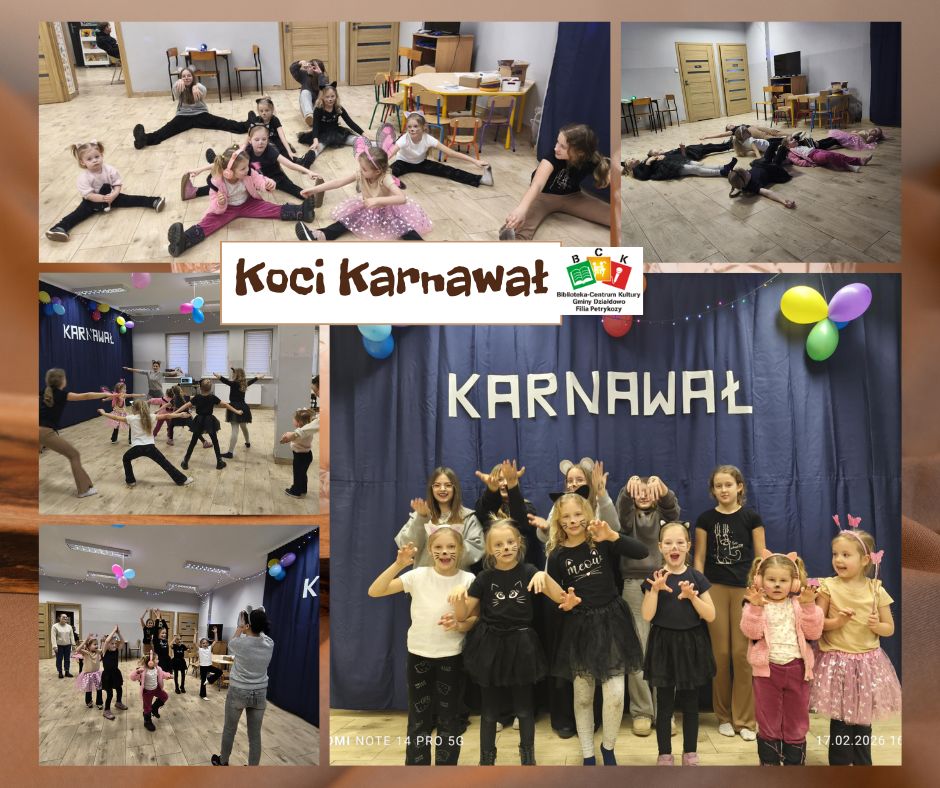 Koci karnawał w bibliotece w Petrykozach