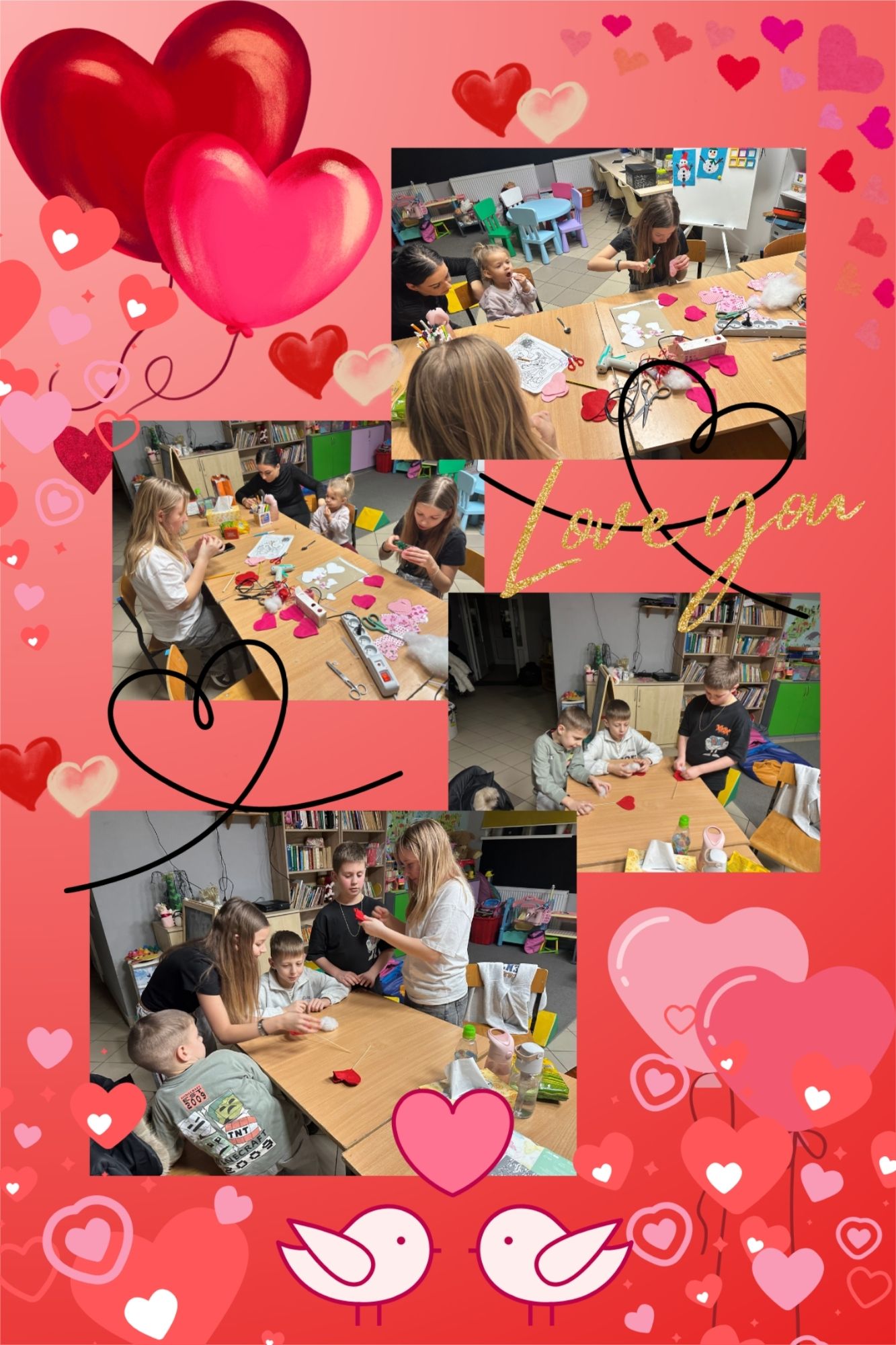 Walentynkowe warsztaty w świetlicy w Księżym Dworze